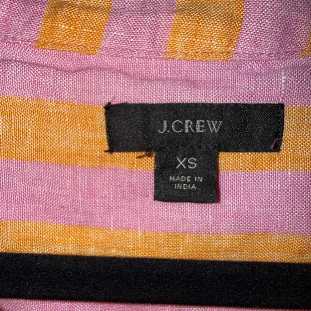 J. Crew Women's 100%‎ Linen Tunic Pink/Orange Striped Size XS Popover Blouse